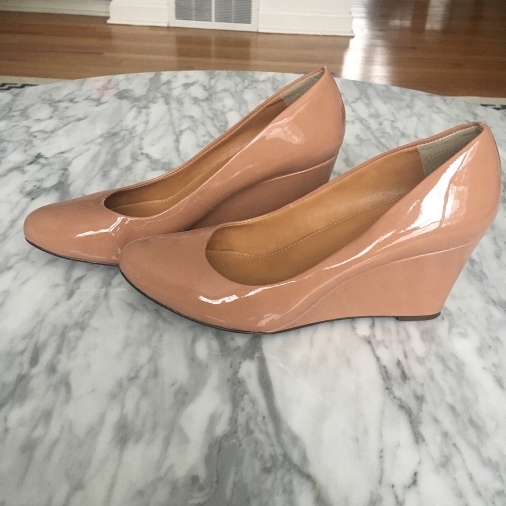 J Crew Nude wedges 9